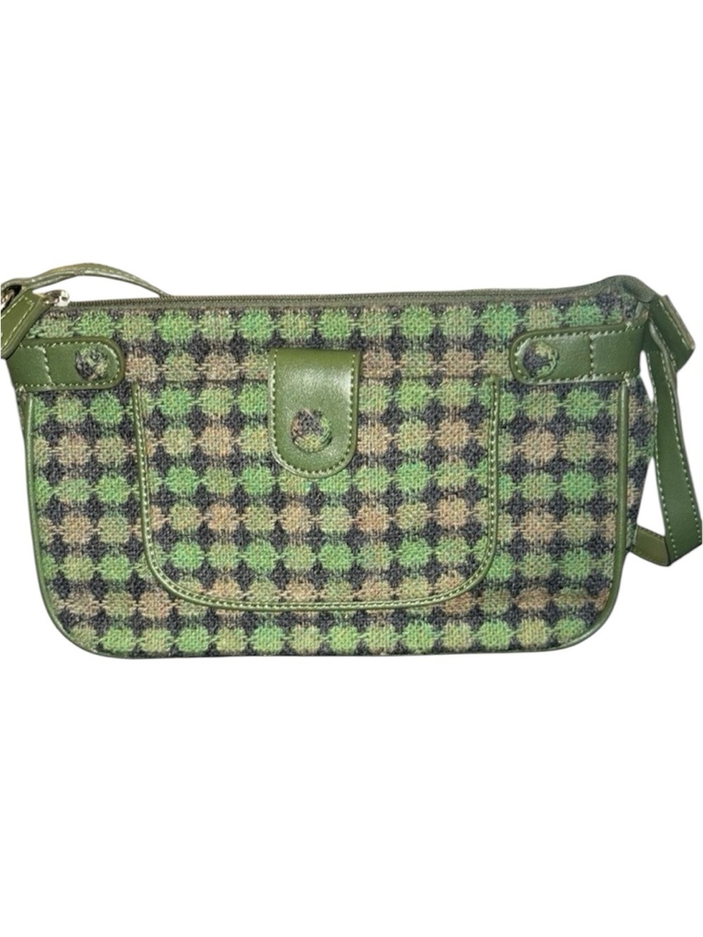 Ann Taylor Loft Small Flannel Pattern Purse Green Mini Handbag 90’s Y2K​​​​
